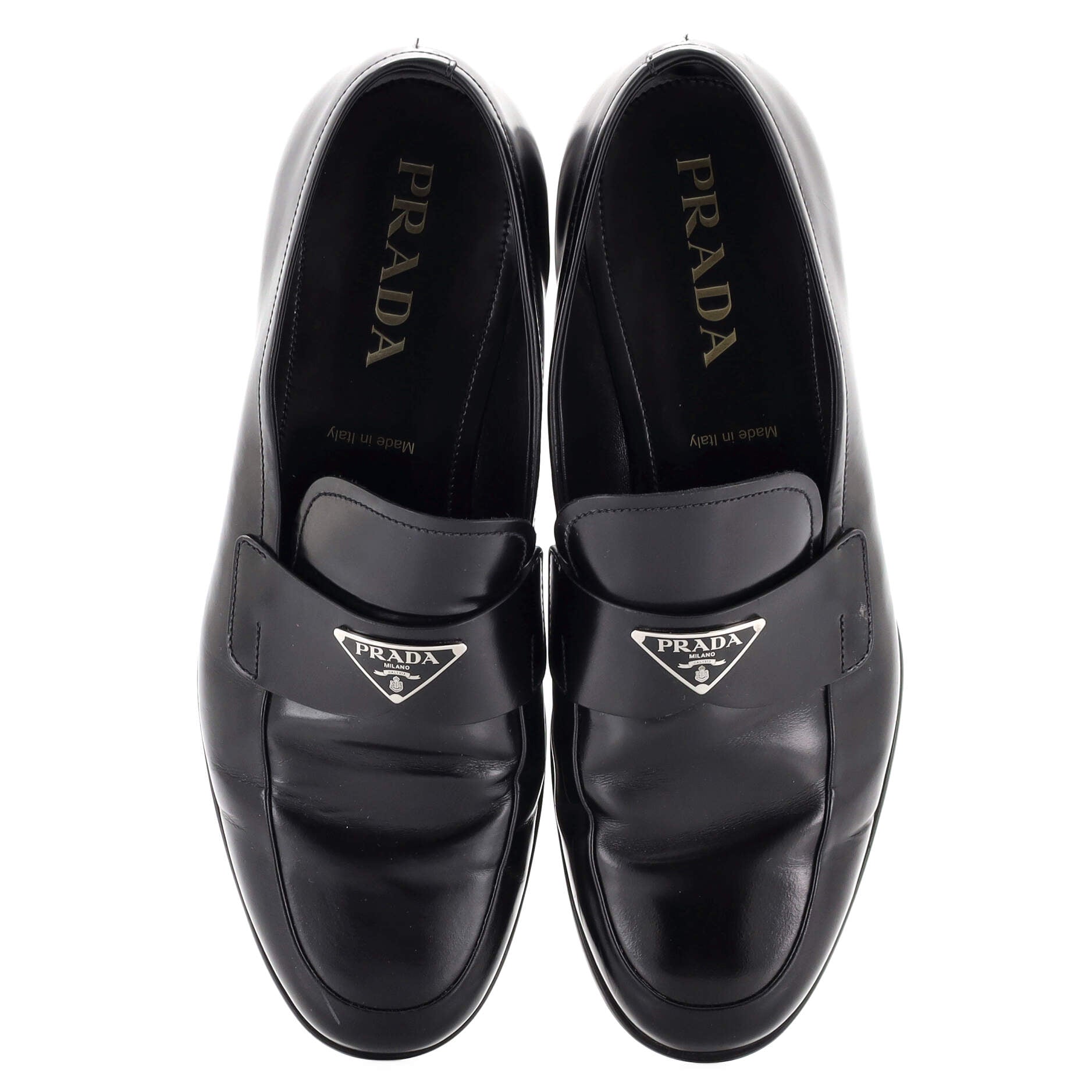 Men's Triangle Logo Loafers Spazzolato Leather