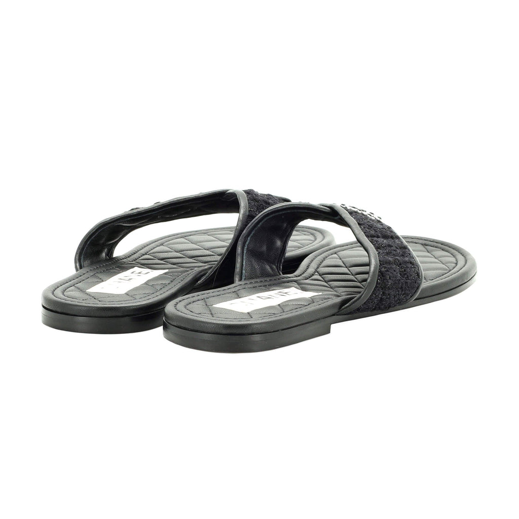 Women's CC Logo Thong Sandals Tweed and Leather