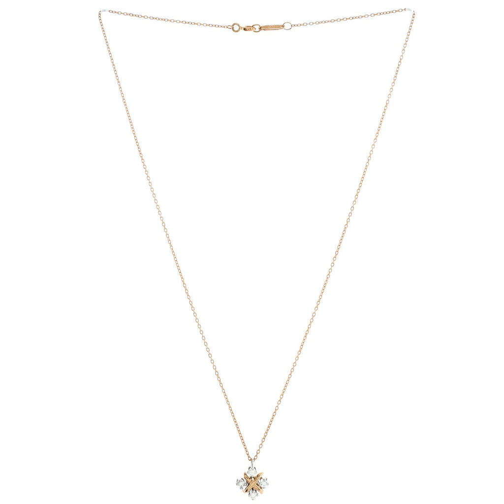 Schlumberger Lynn Pendant Necklace 18K Rose Gold and Platinum with Diamonds