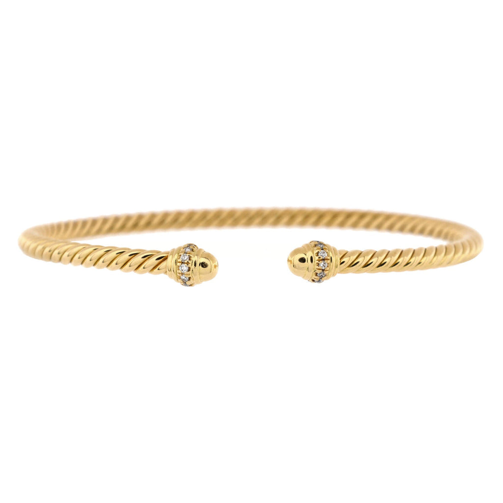 Cable Spira Bracelet 18K Yellow Gold with Diamonds 3mm
