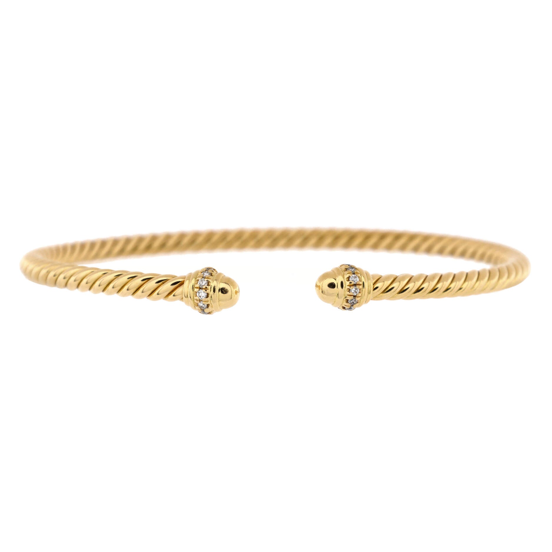 Cable Spira Bracelet 18K Yellow Gold with Diamonds 3mm