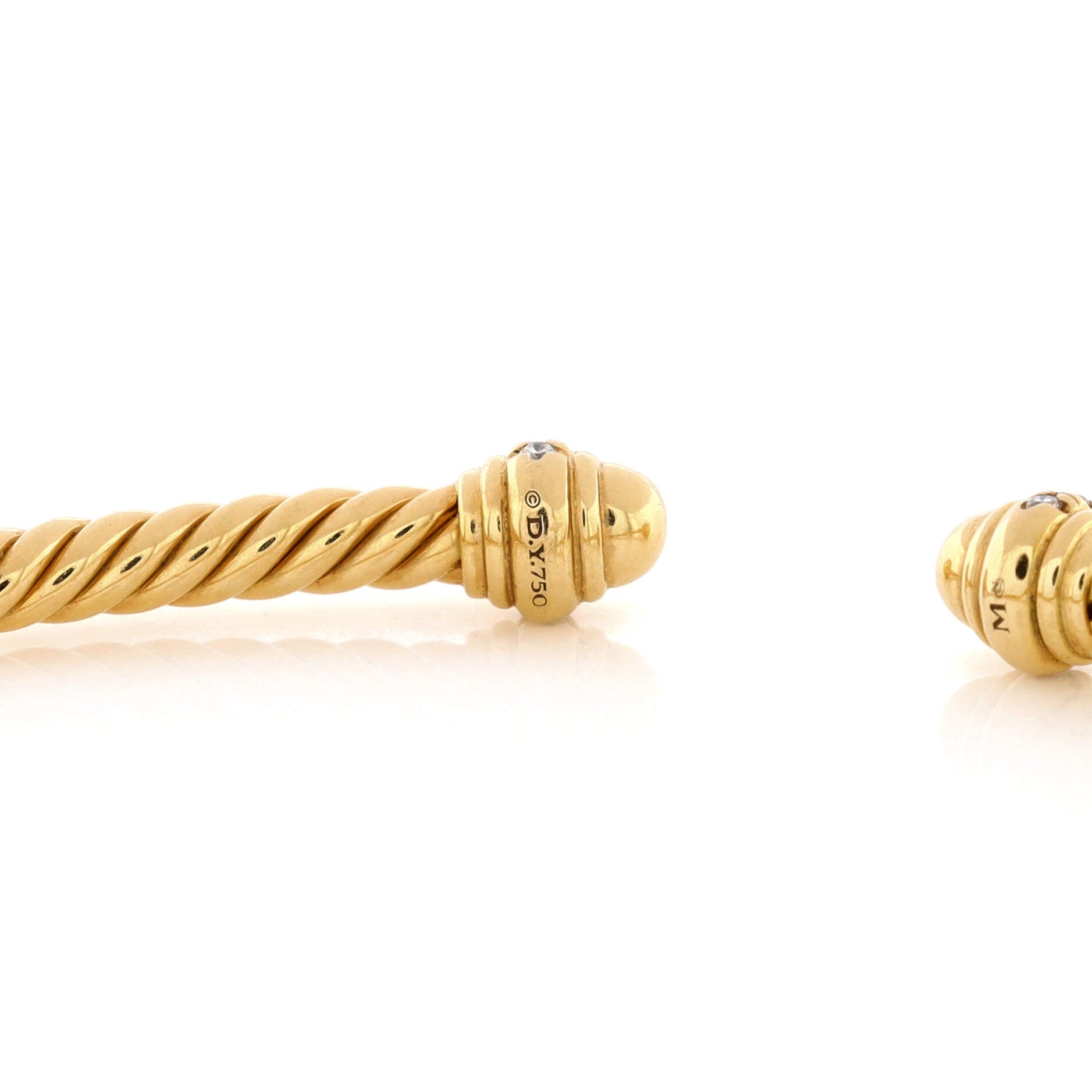 Cable Spira Bracelet 18K Yellow Gold with Diamonds 3mm