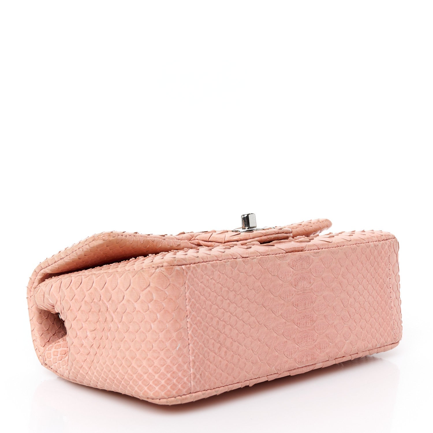 Snakeskin Mini Rectangular Flap Pink