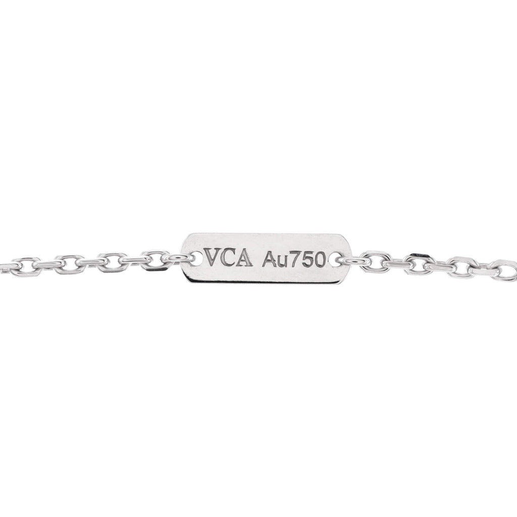 Vintage Alhambra Pendant Necklace Guilloche 18K White Gold