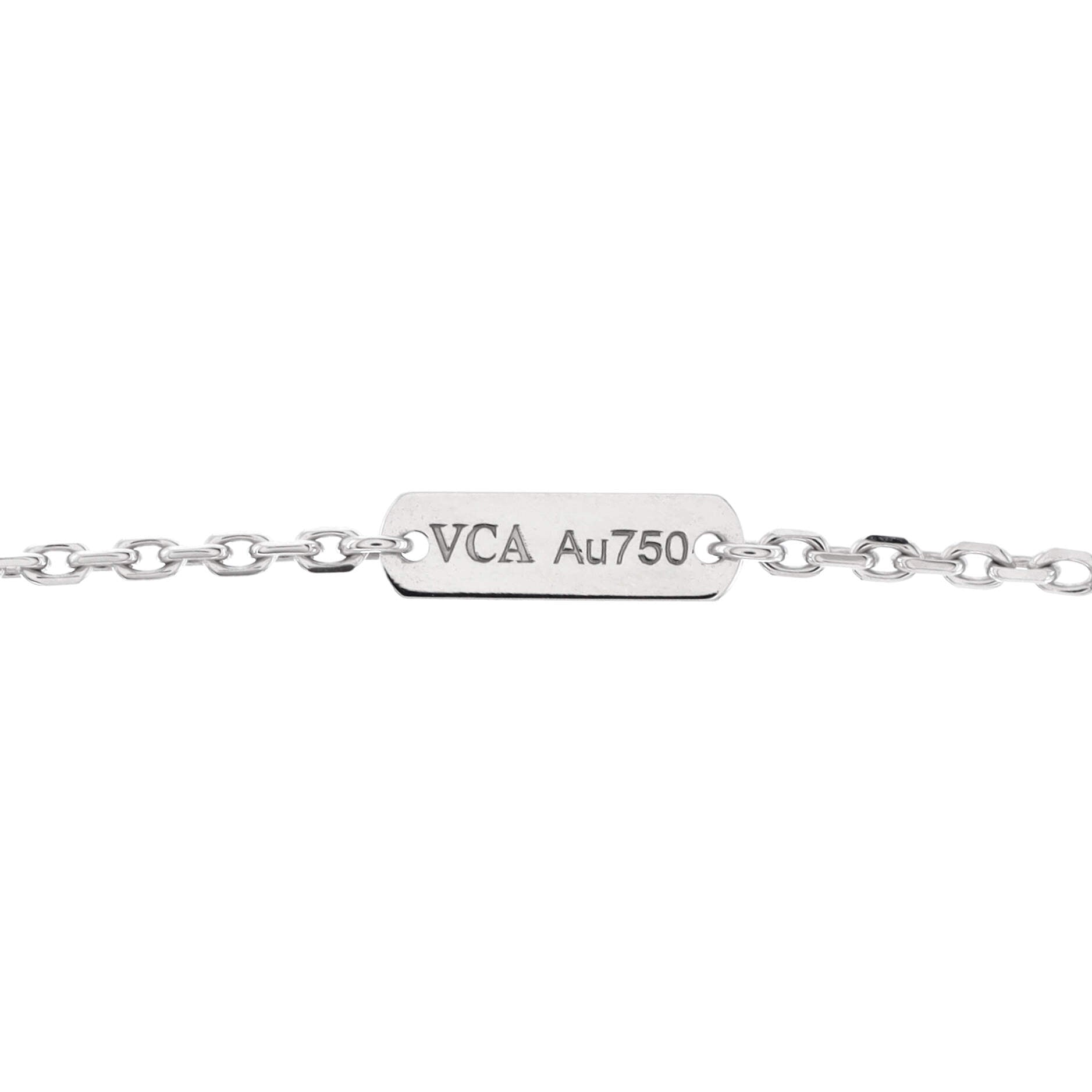 Vintage Alhambra Pendant Necklace Guilloche 18K White Gold