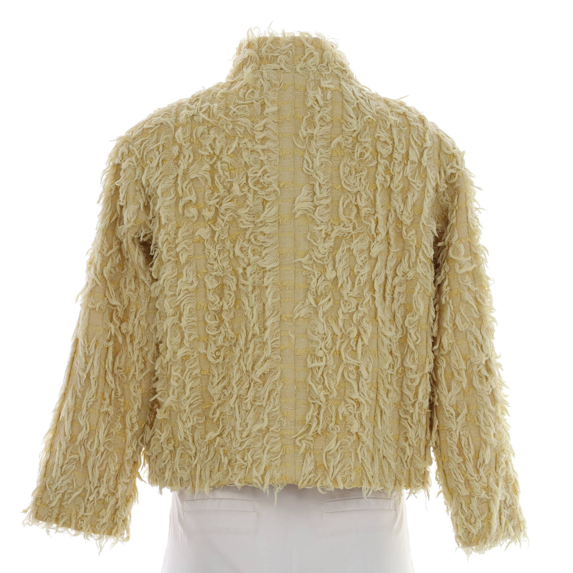 Women's Four Pocket Button Up Jacket Faux Fur Tweed
