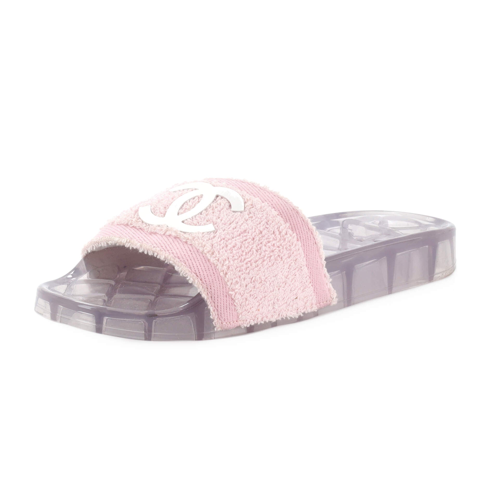 Women's CC Flat Slide Sandals Terry Cloth and PVC