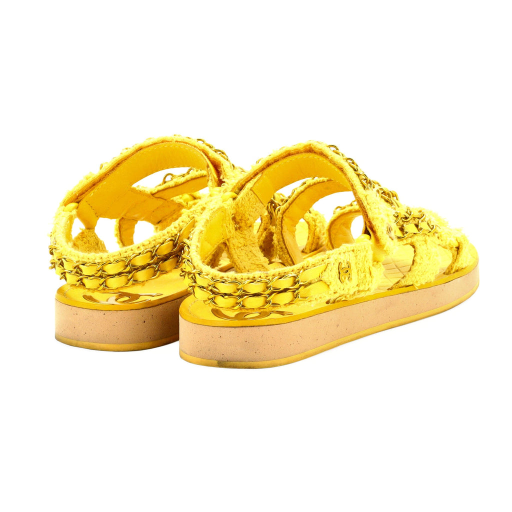 Women's Chain CC Slingback Sandals Tweed with Cork