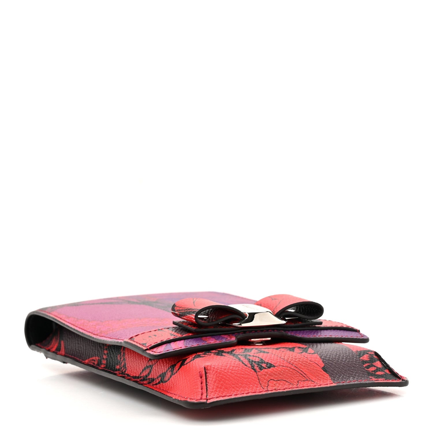 Printed Calfskin Vara Bow Phone Holder Multicolor