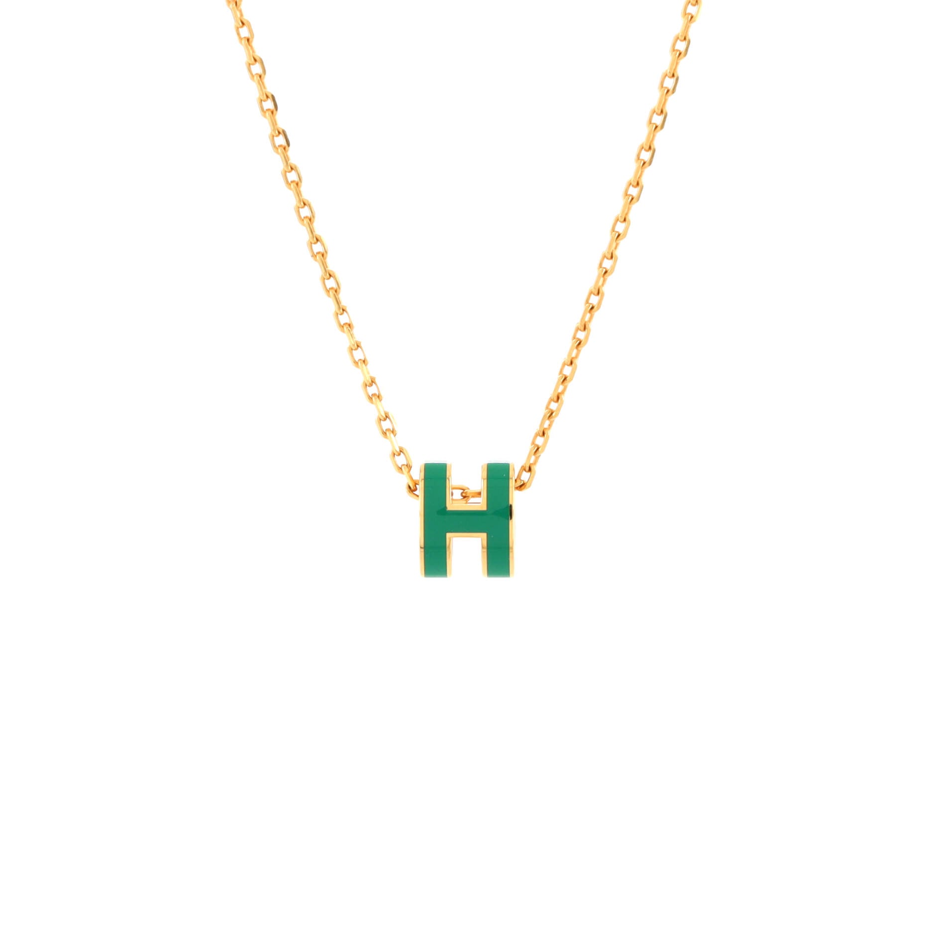 Pop H Pendant Chain Necklace Metal and Enamel Mini