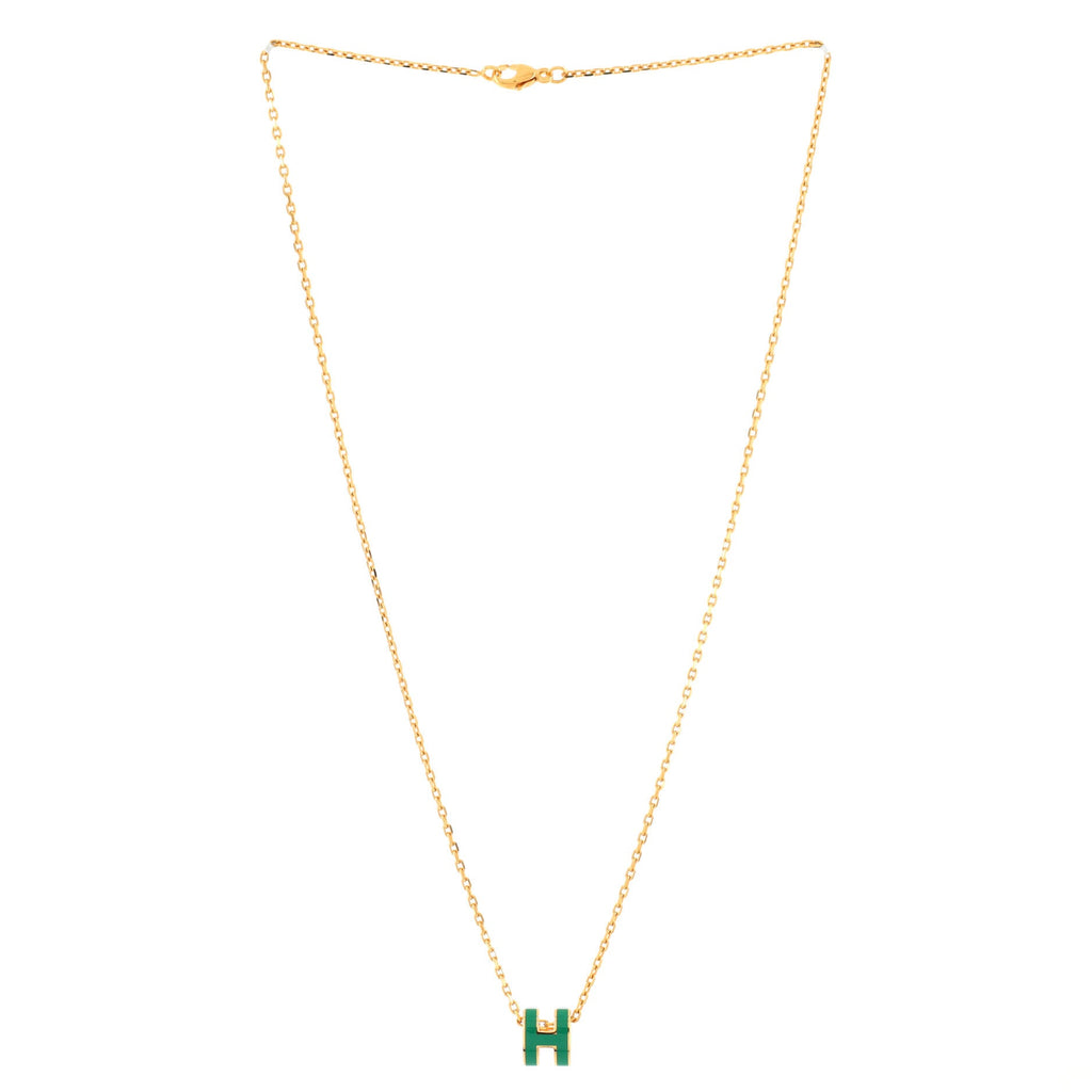 Pop H Pendant Chain Necklace Metal and Enamel Mini