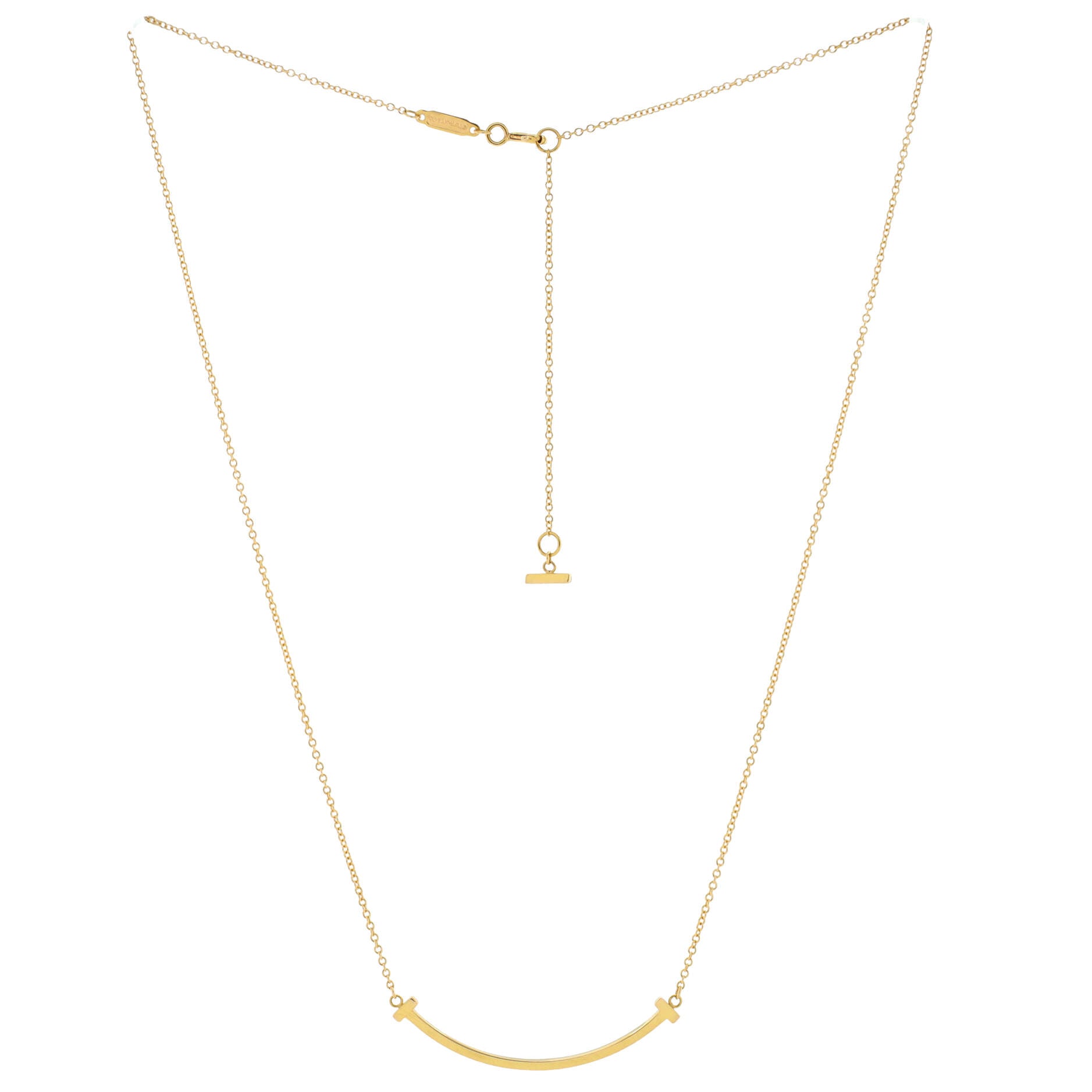 T Smile Pendant Necklace 18K Yellow Gold Small