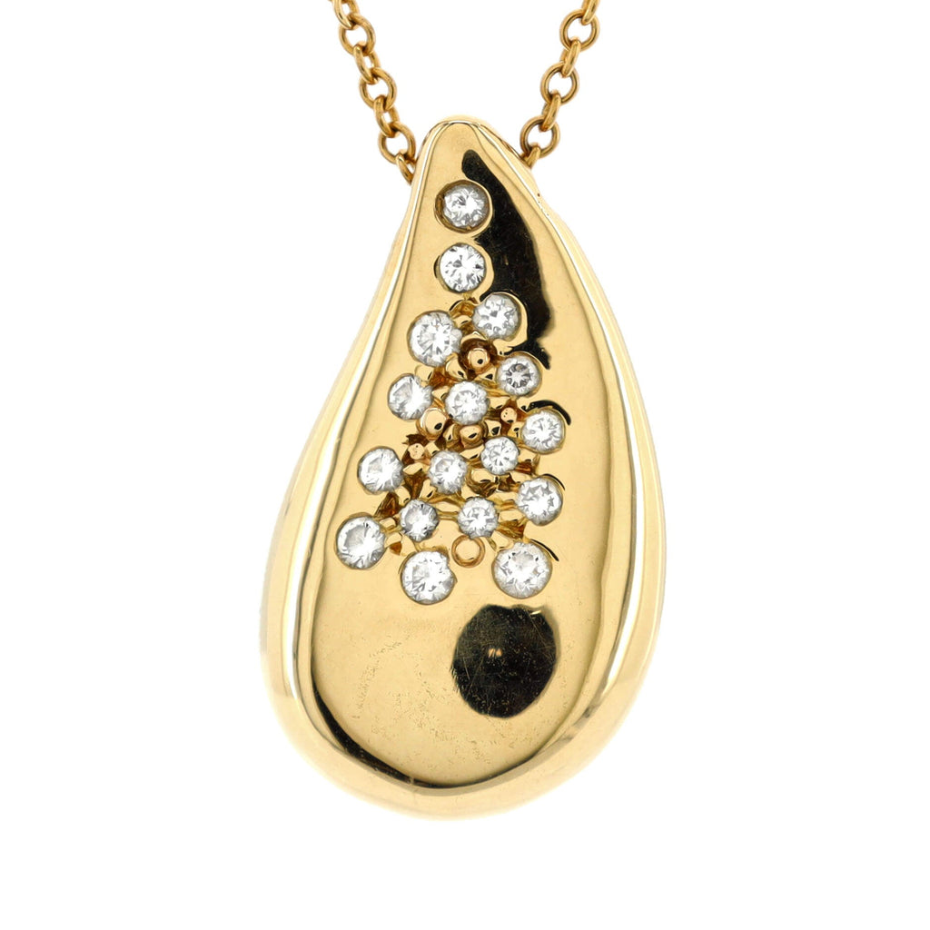 Elsa Peretti Teardrop Pendant Necklace 18K Yellow Gold with Diamonds 12mm