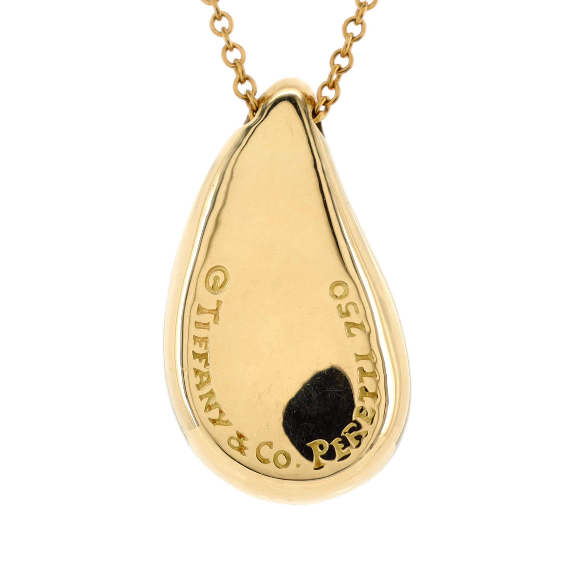 Elsa Peretti Teardrop Pendant Necklace 18K Yellow Gold with Diamonds 12mm