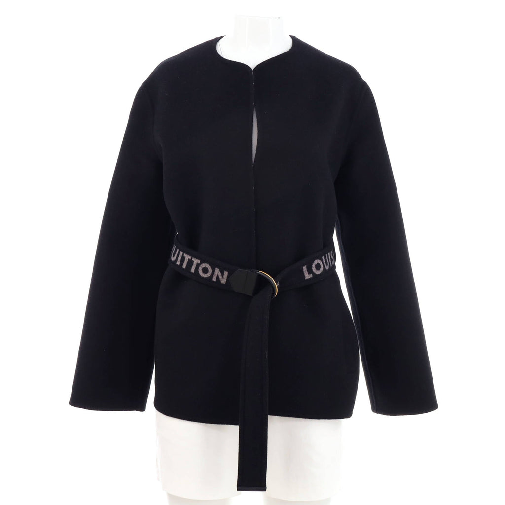 Women's Signature Double Face Short Wrap Coat Monogram Silk Blend