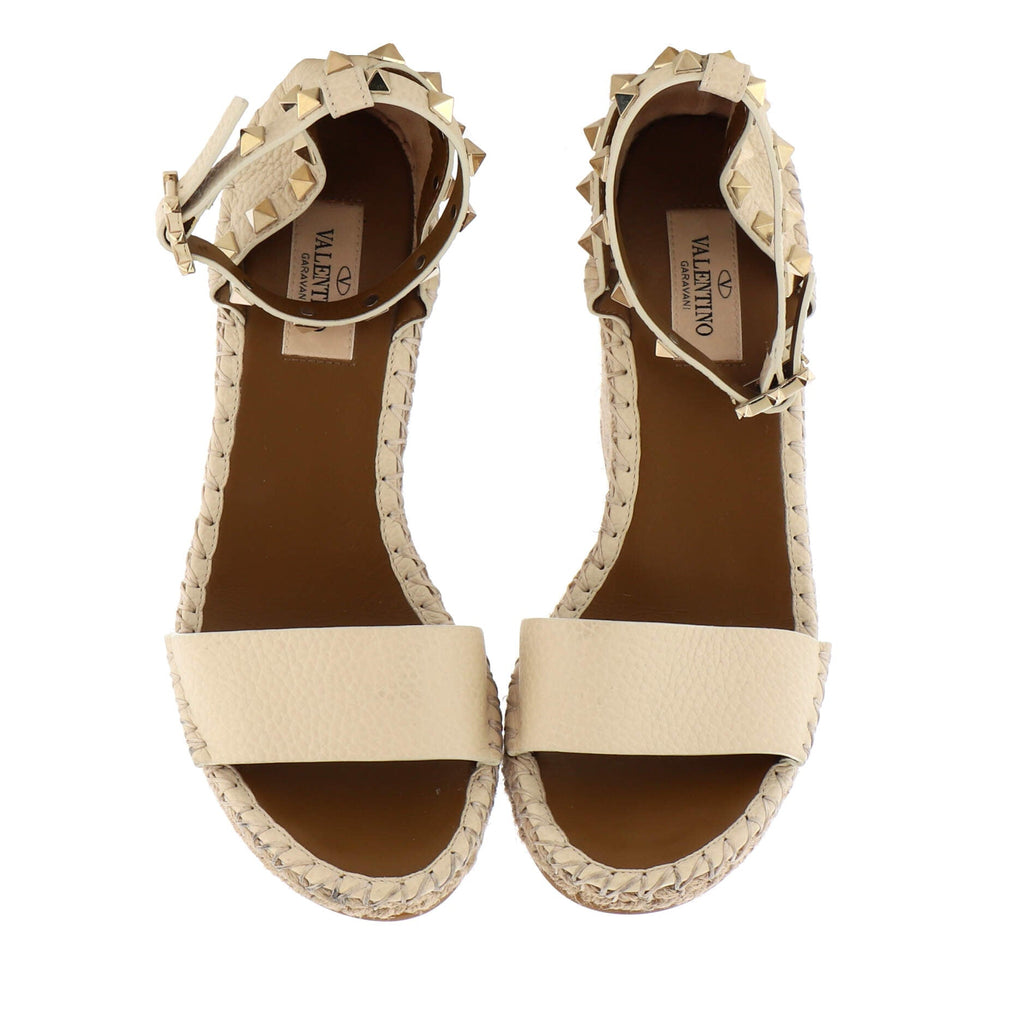 Women's Rockstud Wedge Espadrilles Leather