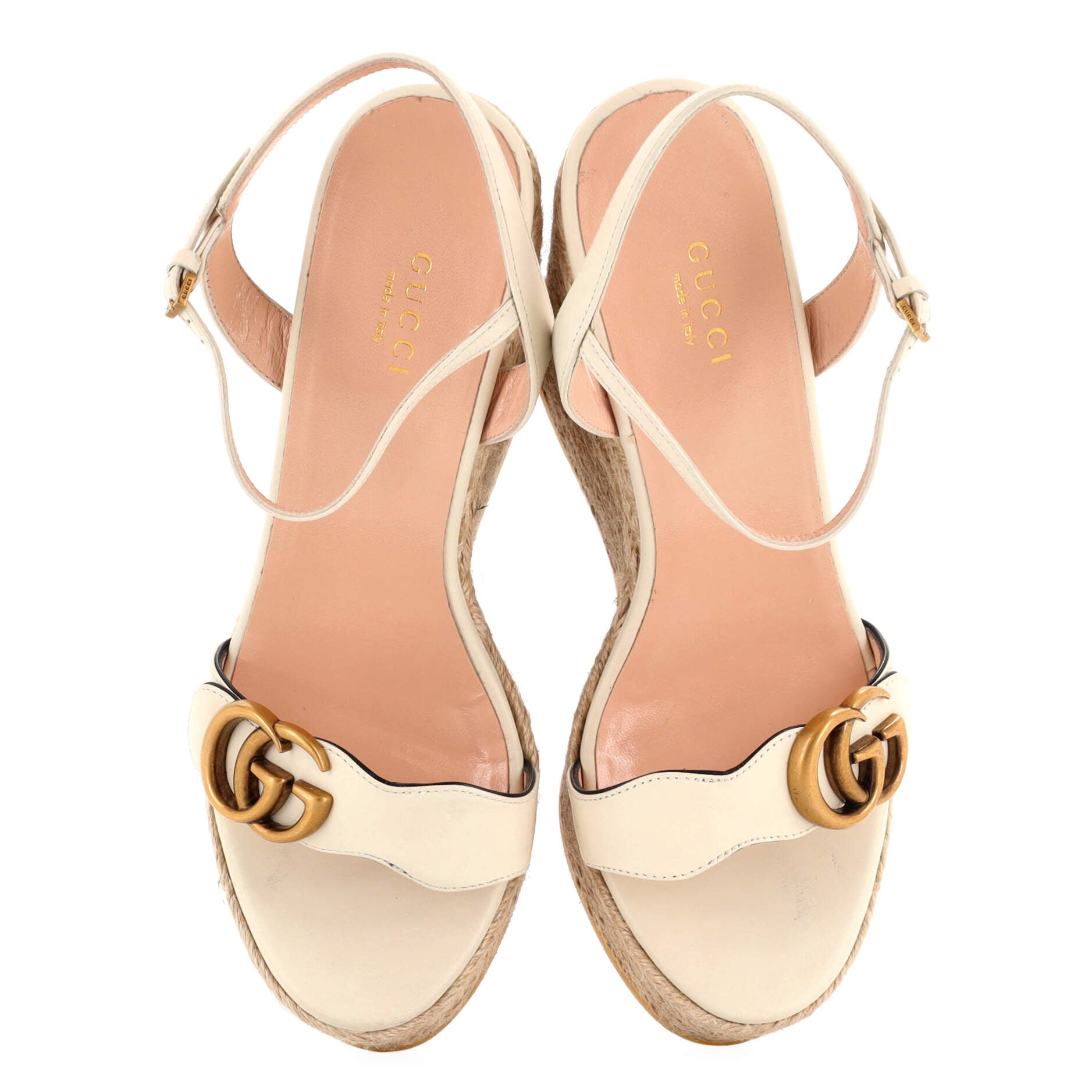 Women's GG Marmont Wedge Espadrille Sandals Leather
