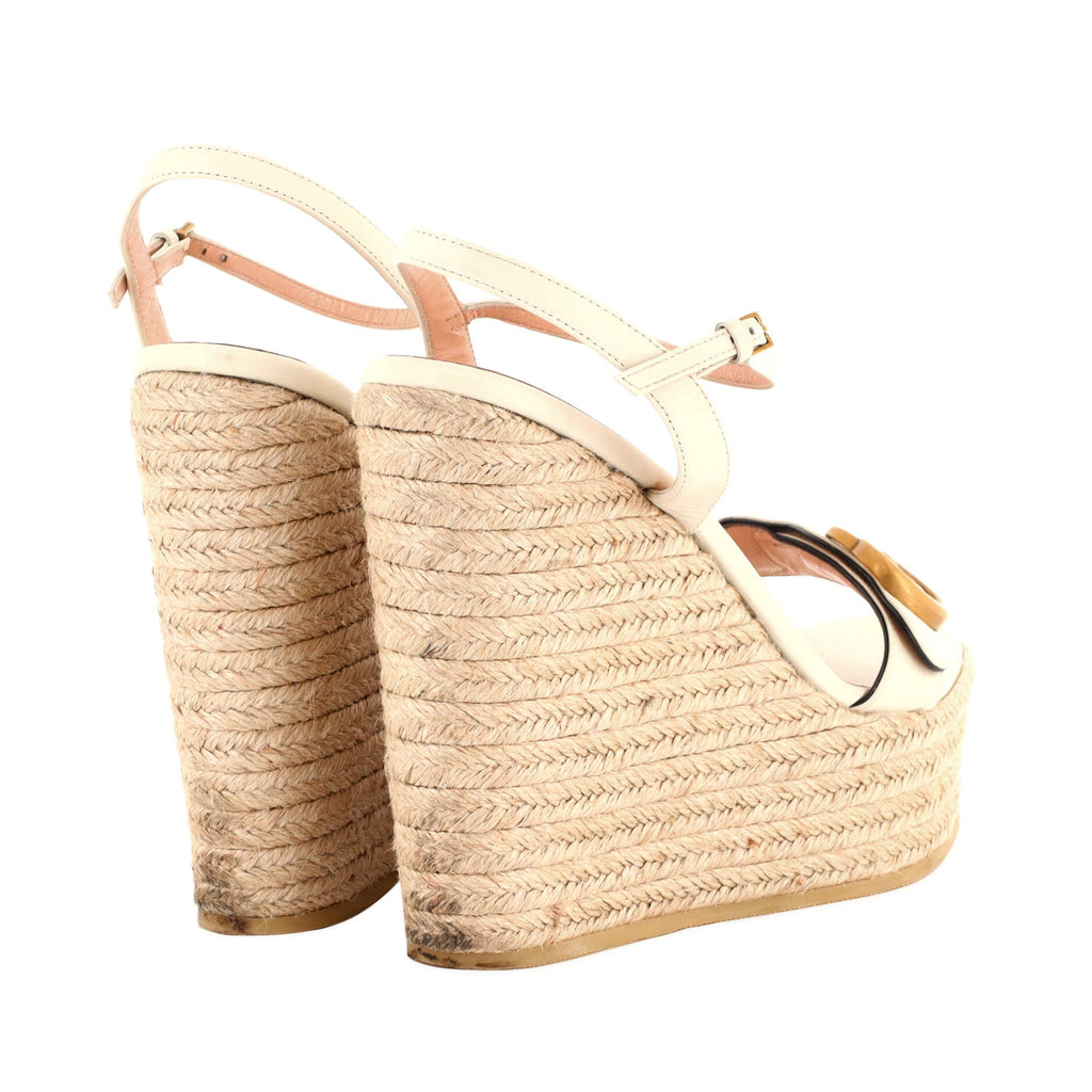 Women's GG Marmont Wedge Espadrille Sandals Leather