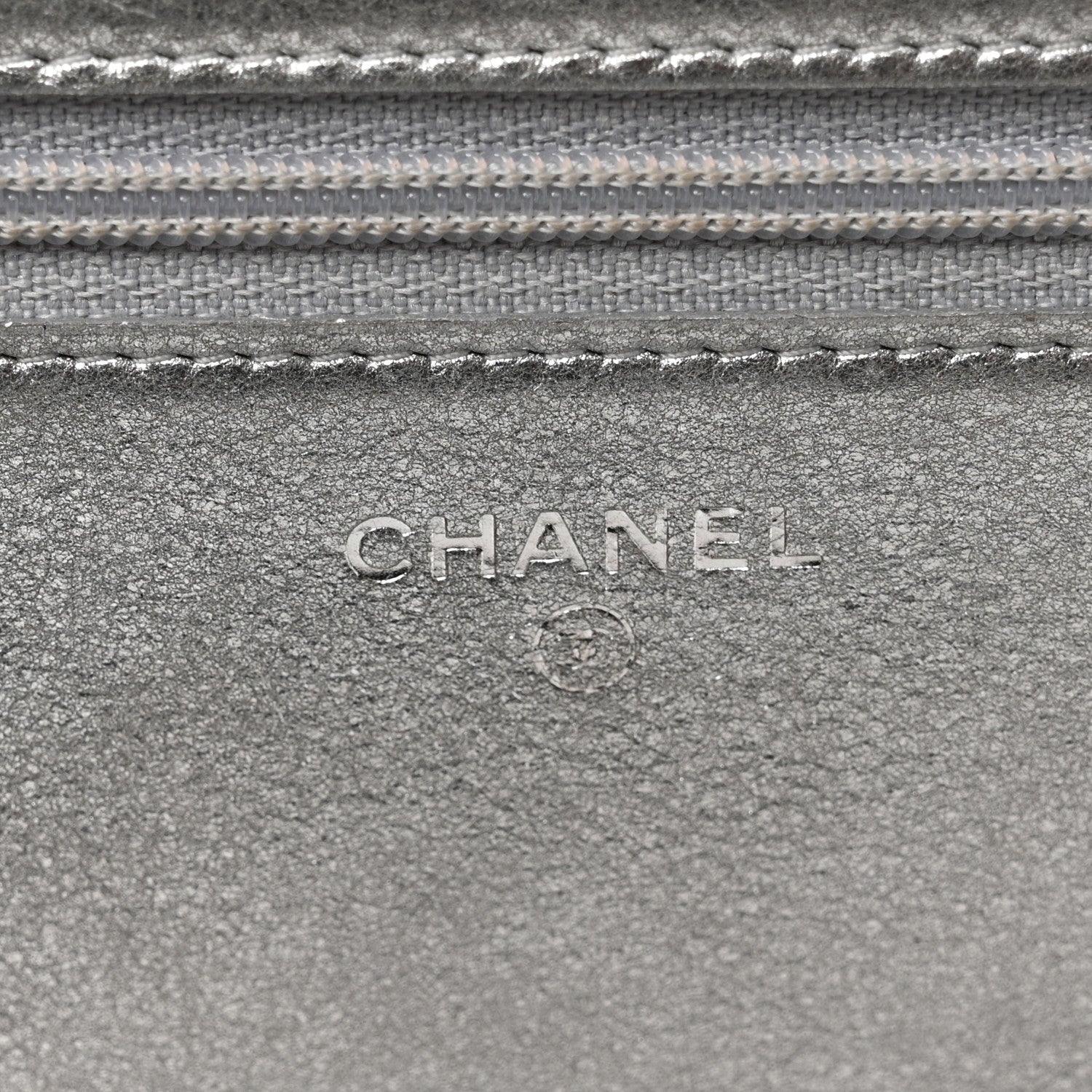 Metallic Galuchat Stingray Lambskin Boy Wallet On Chain WOC Silver