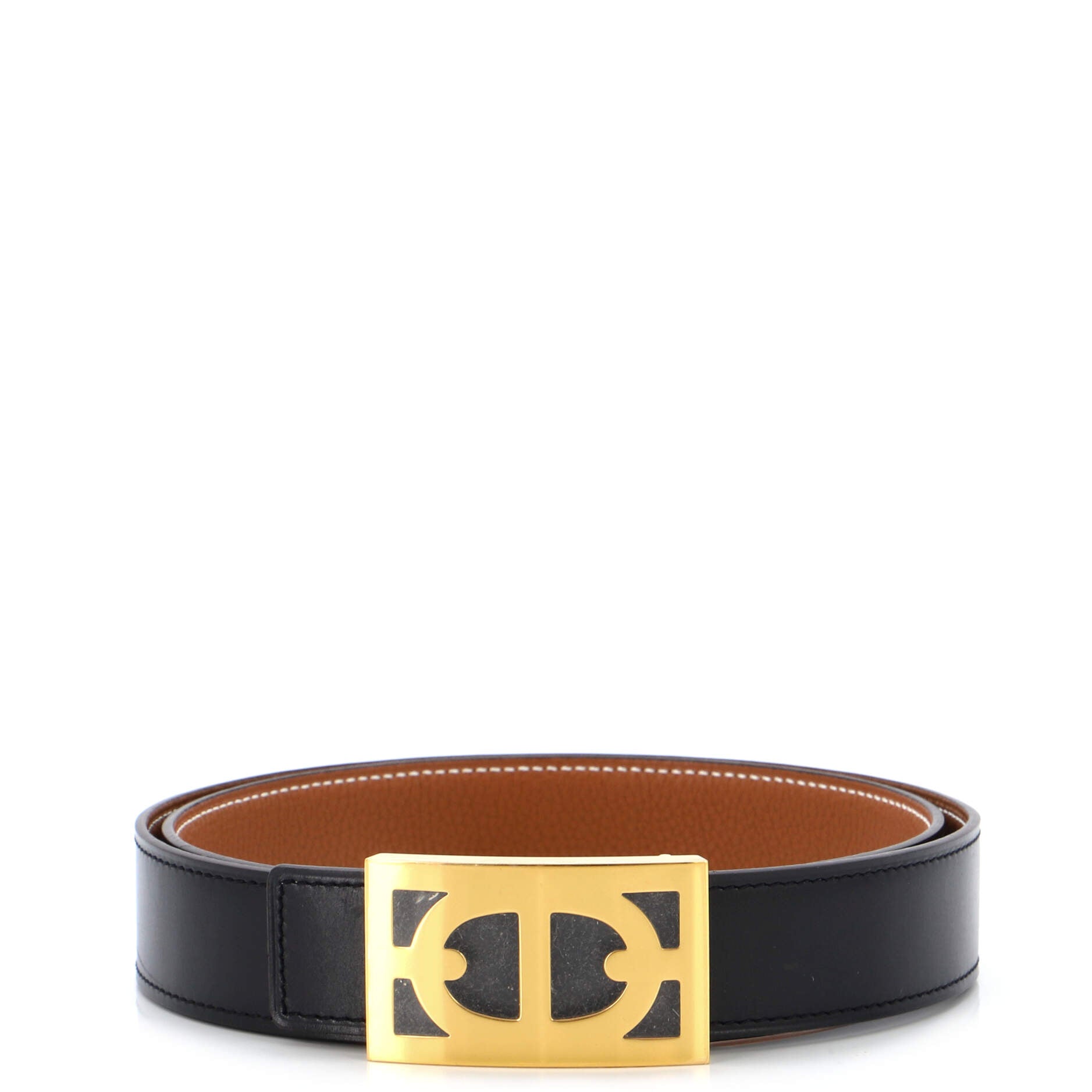 Horse Bit Buckle Reversible Belt Leather Medium 95