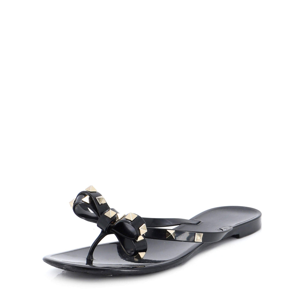 Women's Jelly Rockstud Bow Thong Sandals PVC