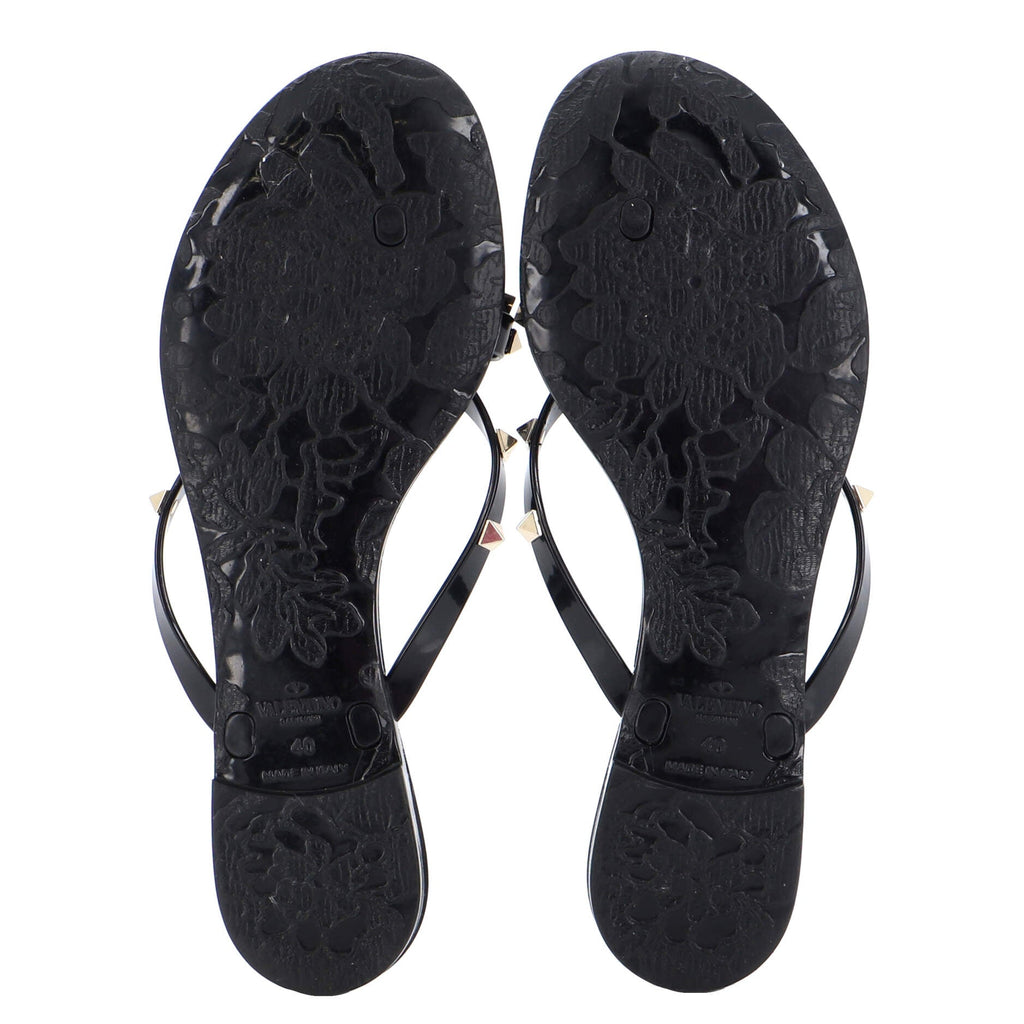 Women's Jelly Rockstud Bow Thong Sandals PVC