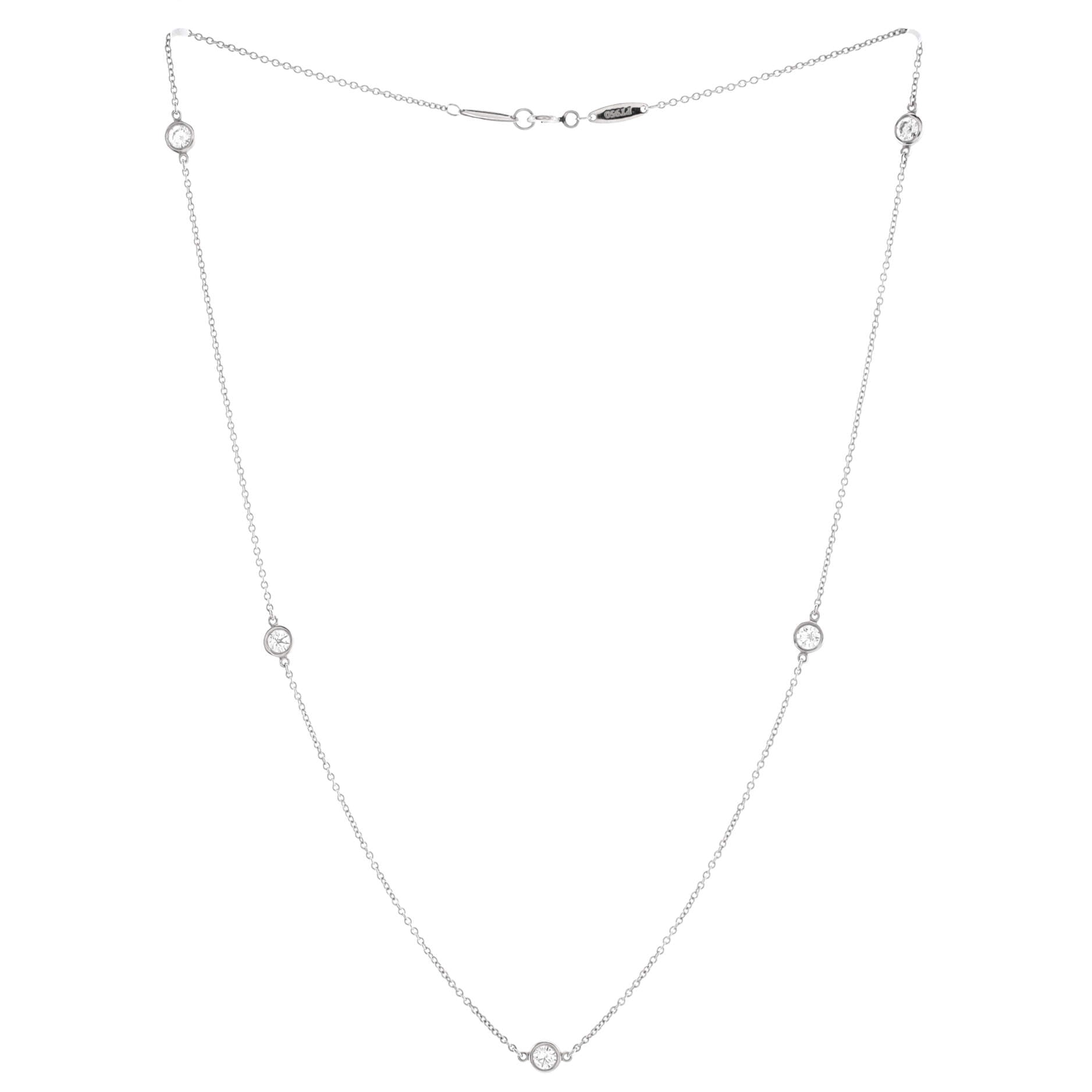 Elsa Peretti Diamonds By The Yard 5 Stone Necklace Platinum and Diamonds 0.70-0.79CT