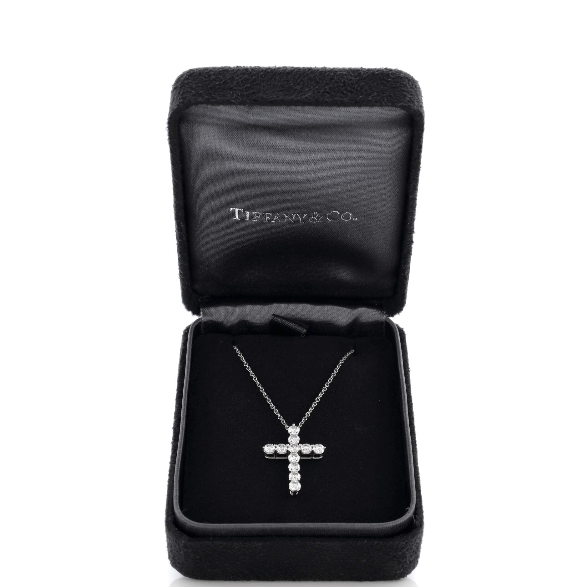 Cross Pendant Necklace Platinum and Diamonds Medium