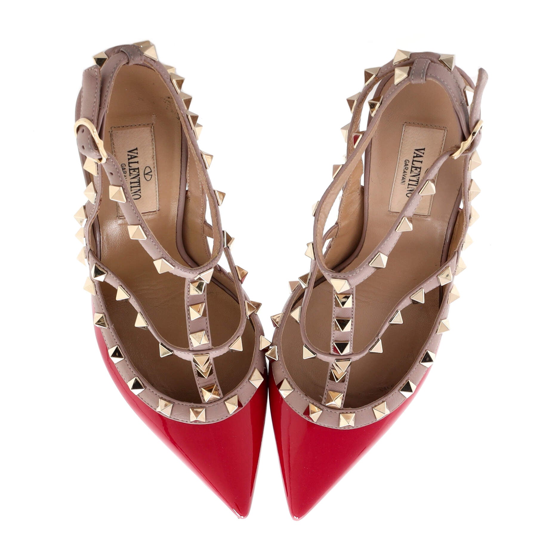 Women's Rockstud Ankle Strap Pumps Patent 100