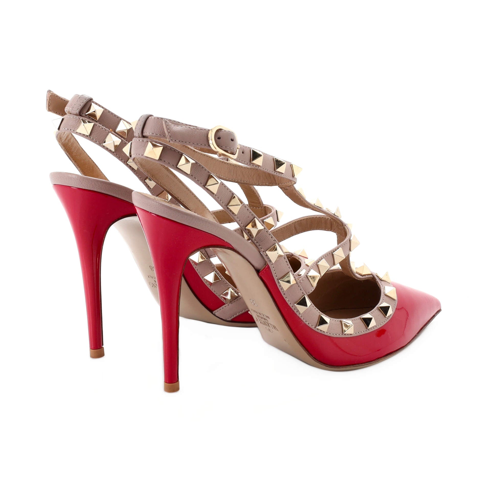 Women's Rockstud Ankle Strap Pumps Patent 100
