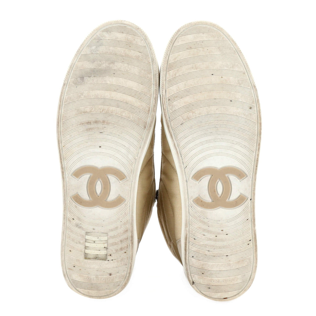 Women's CC High-Top Sneakers Quilted Fabric with Suede