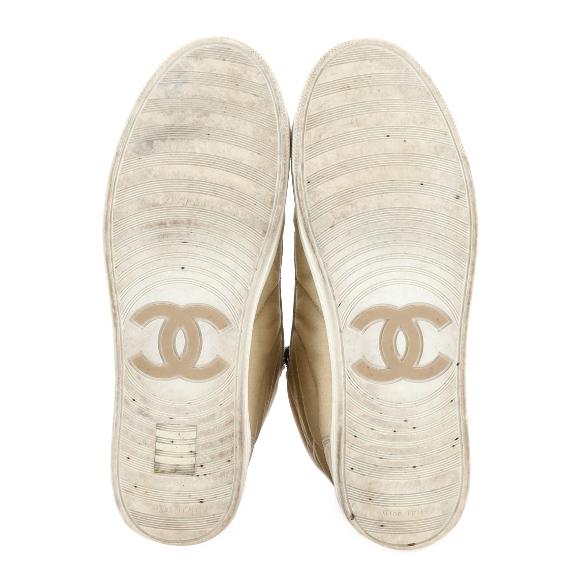 Women's CC High-Top Sneakers Quilted Fabric with Suede