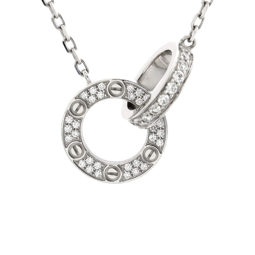 Love Interlocking Pave Necklace 18K White Gold and Diamonds