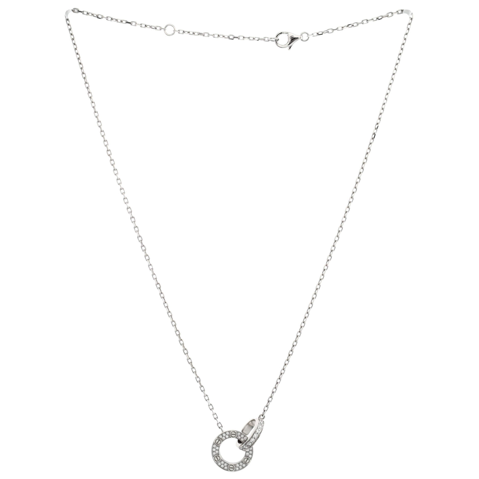 Love Interlocking Pave Necklace 18K White Gold and Diamonds