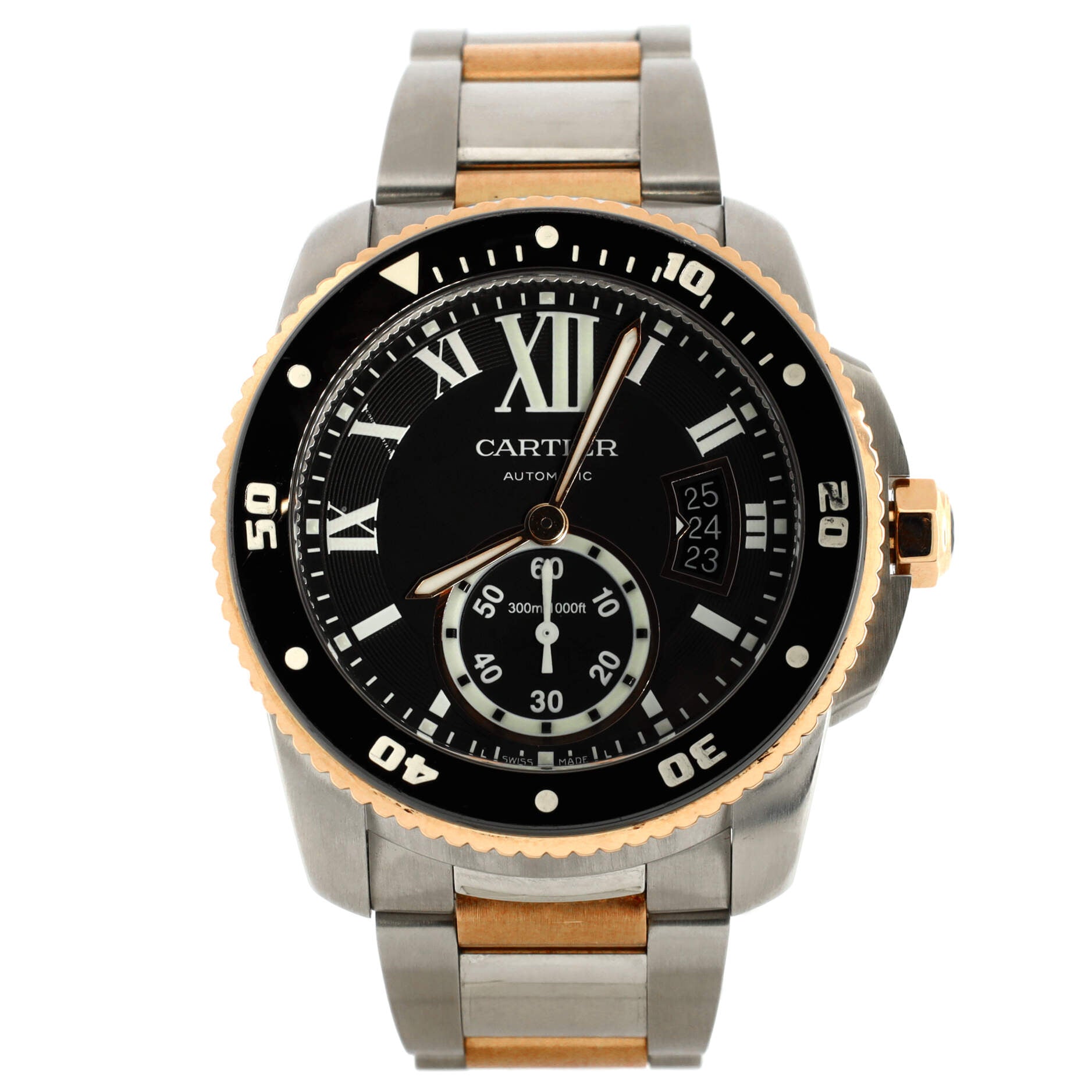 Calibre de Cartier Automatic Watch Stainless Steel and Rose Gold with Ceramic 42