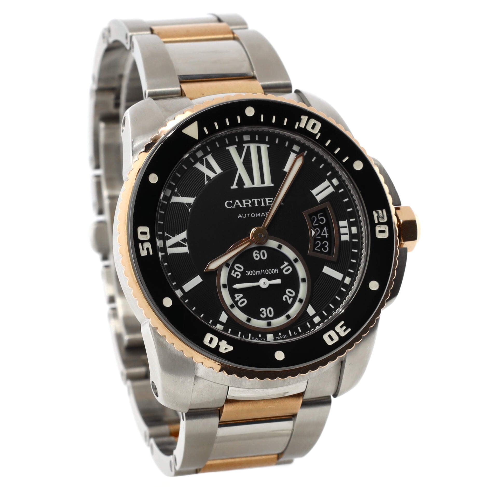 Calibre de Cartier Automatic Watch Stainless Steel and Rose Gold with Ceramic 42
