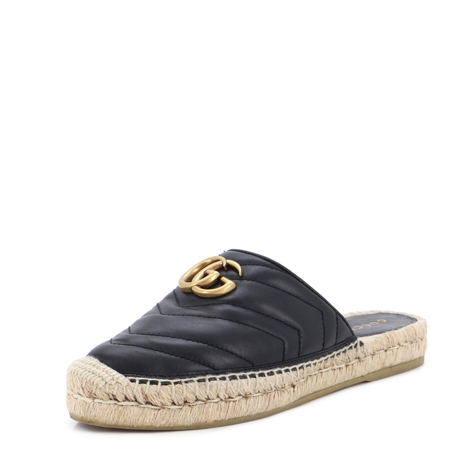 Women's GG Marmont Espadrilles Slide Sandals Matelasse Leather