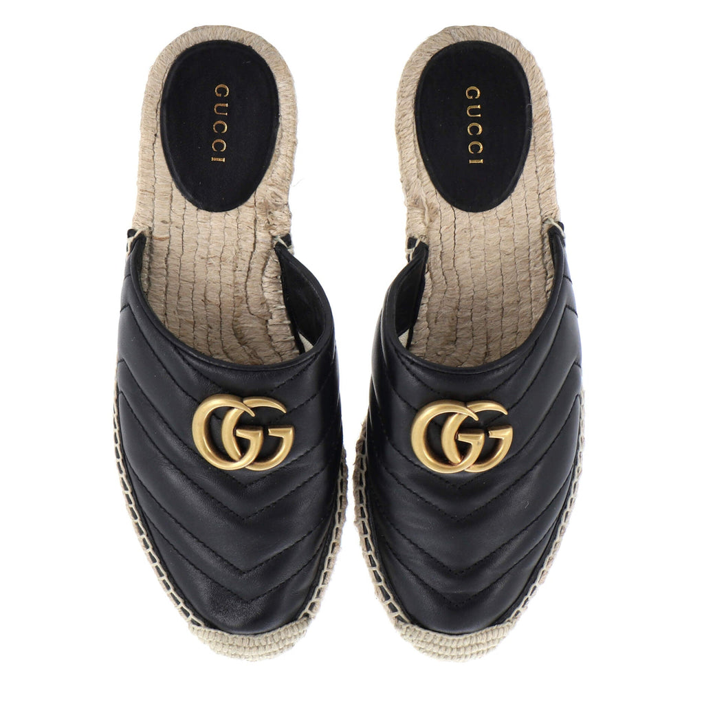Women's GG Marmont Espadrilles Slide Sandals Matelasse Leather