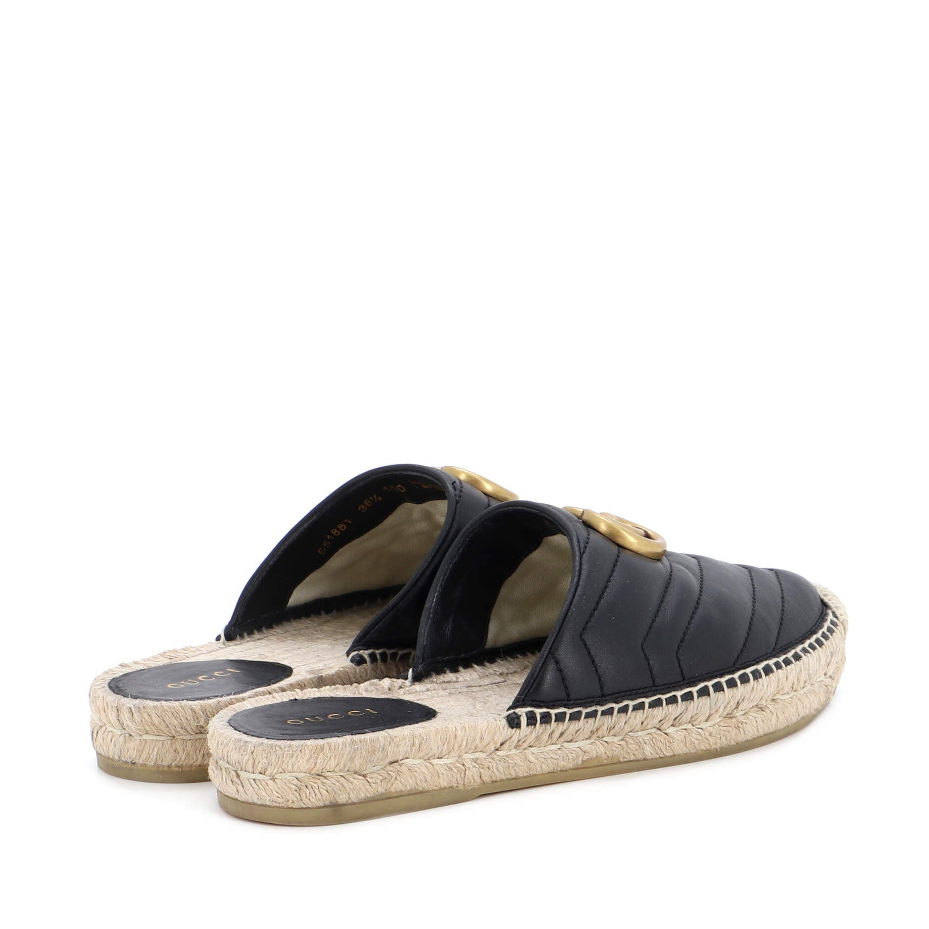 Women's GG Marmont Espadrilles Slide Sandals Matelasse Leather