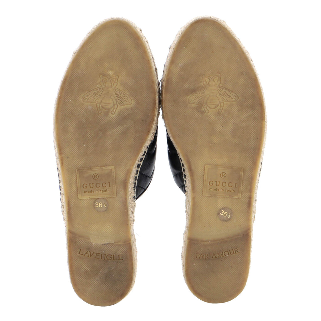 Women's GG Marmont Espadrilles Slide Sandals Matelasse Leather