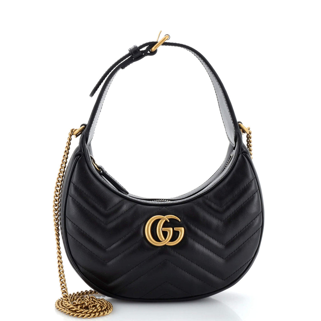 GG Marmont Half Moon Hobo Leather Mini
