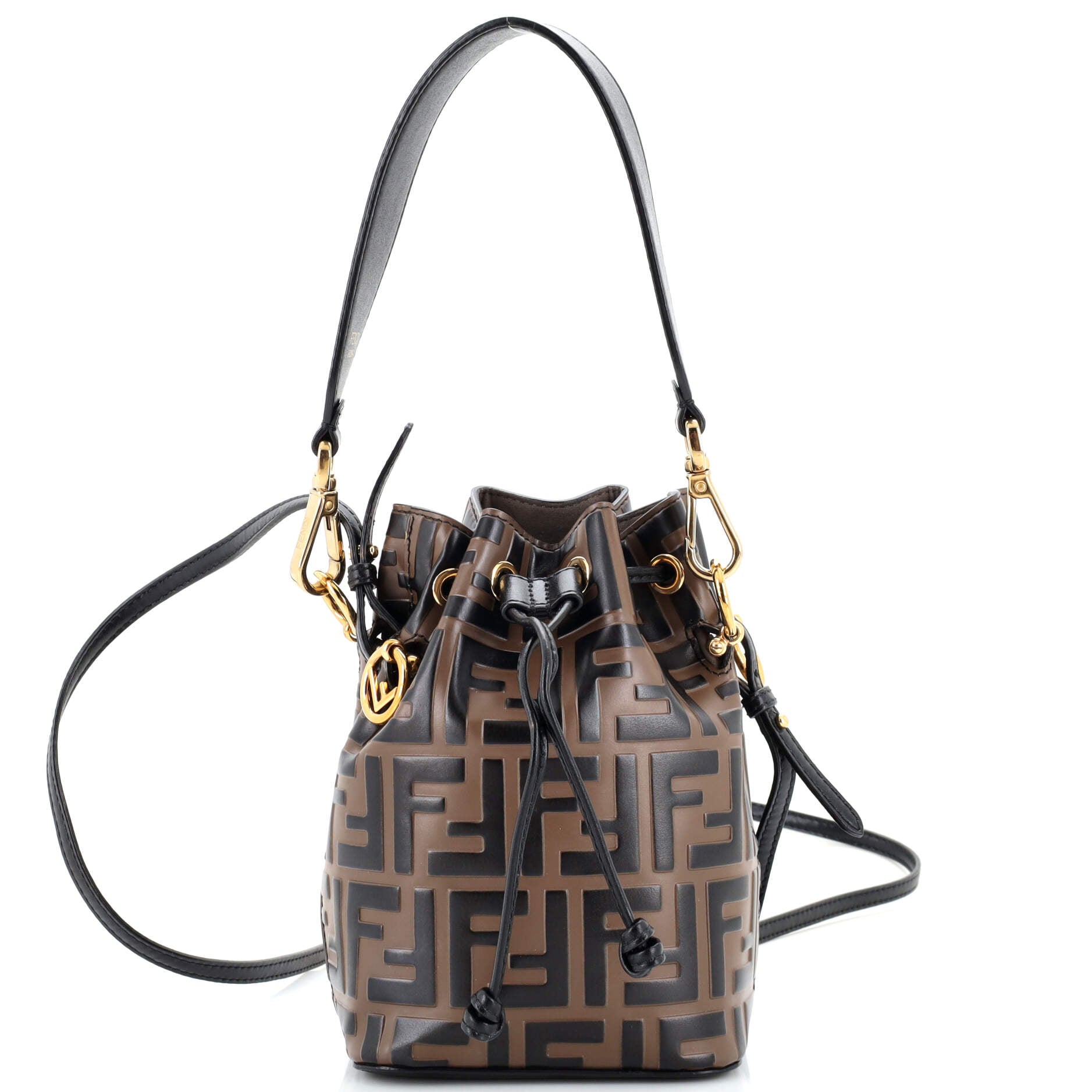 Mon Tresor Bucket Bag Zucca Embossed Leather Mini
