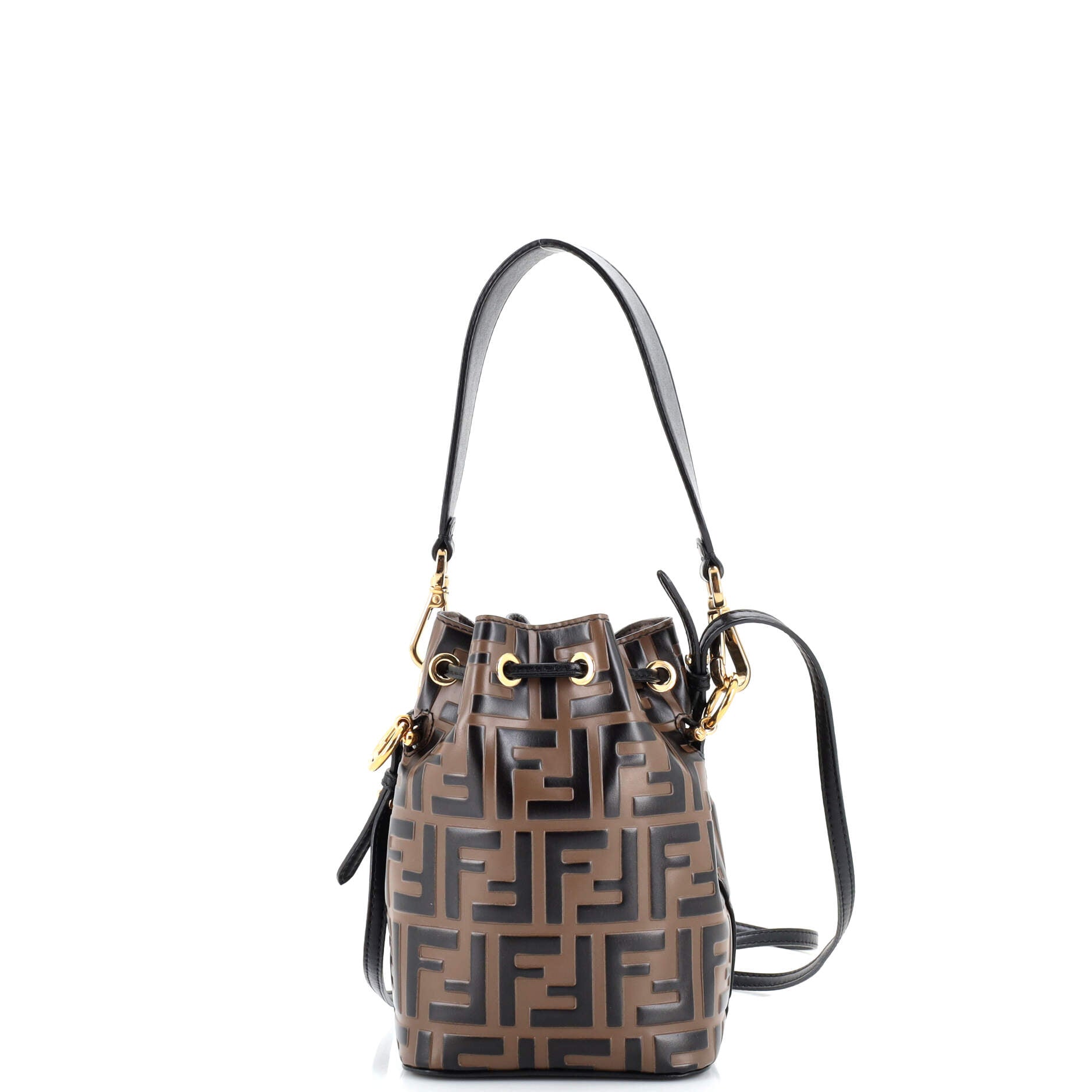 Mon Tresor Bucket Bag Zucca Embossed Leather Mini