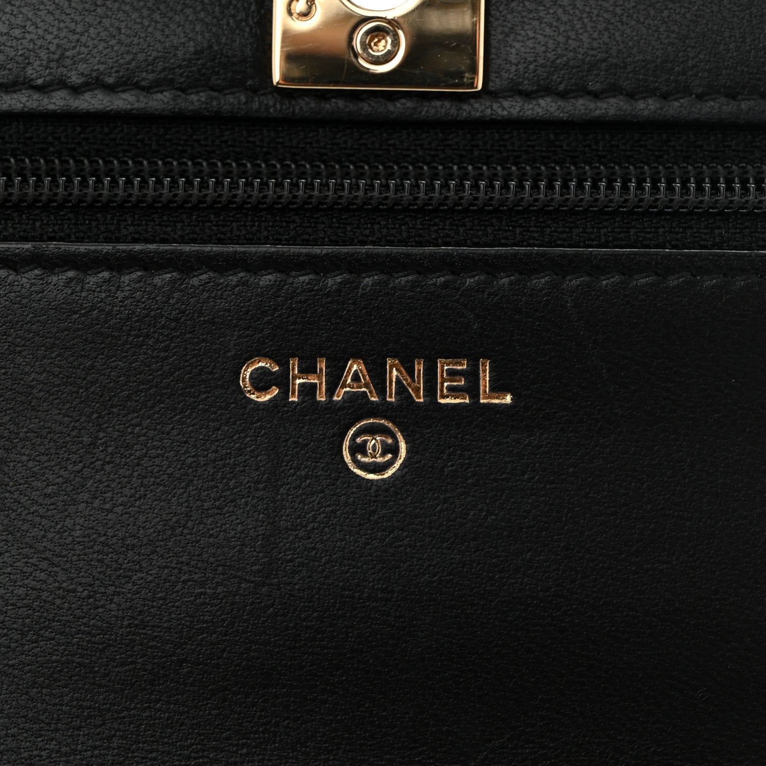 Lambskin Quilted Trendy CC Wallet On Chain WOC Black