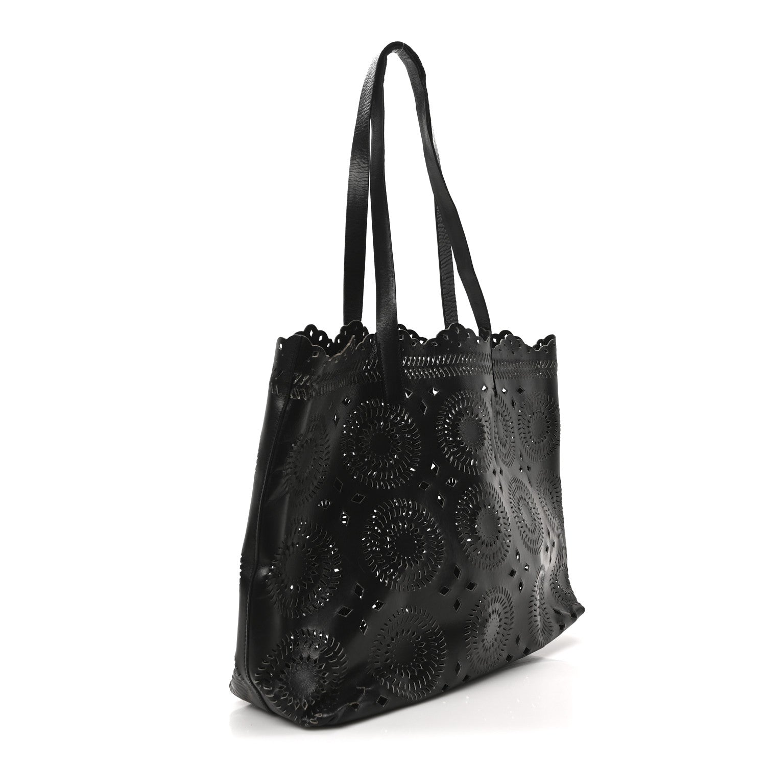 City Calf Laser Cut Tote Black