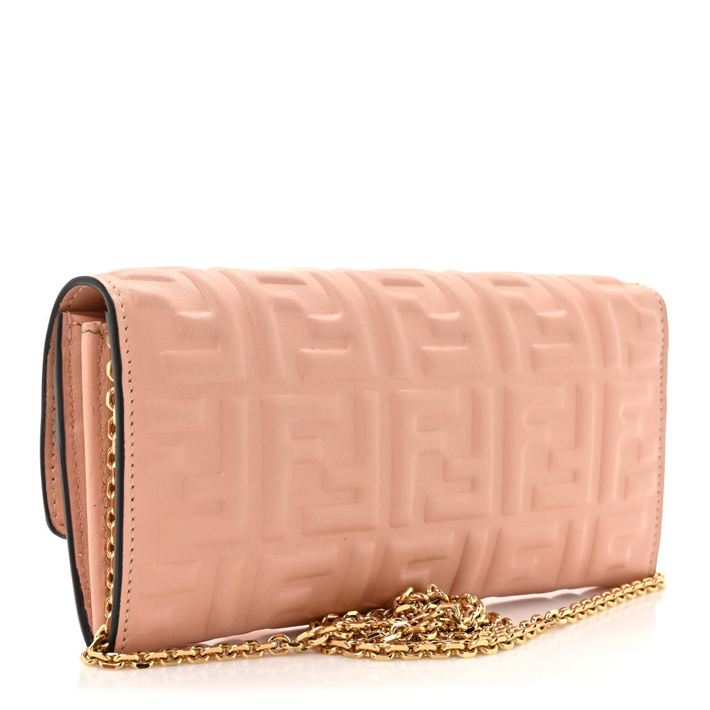 Nappa Matisse FF Embossed Continental Wallet On Chain Light Pink