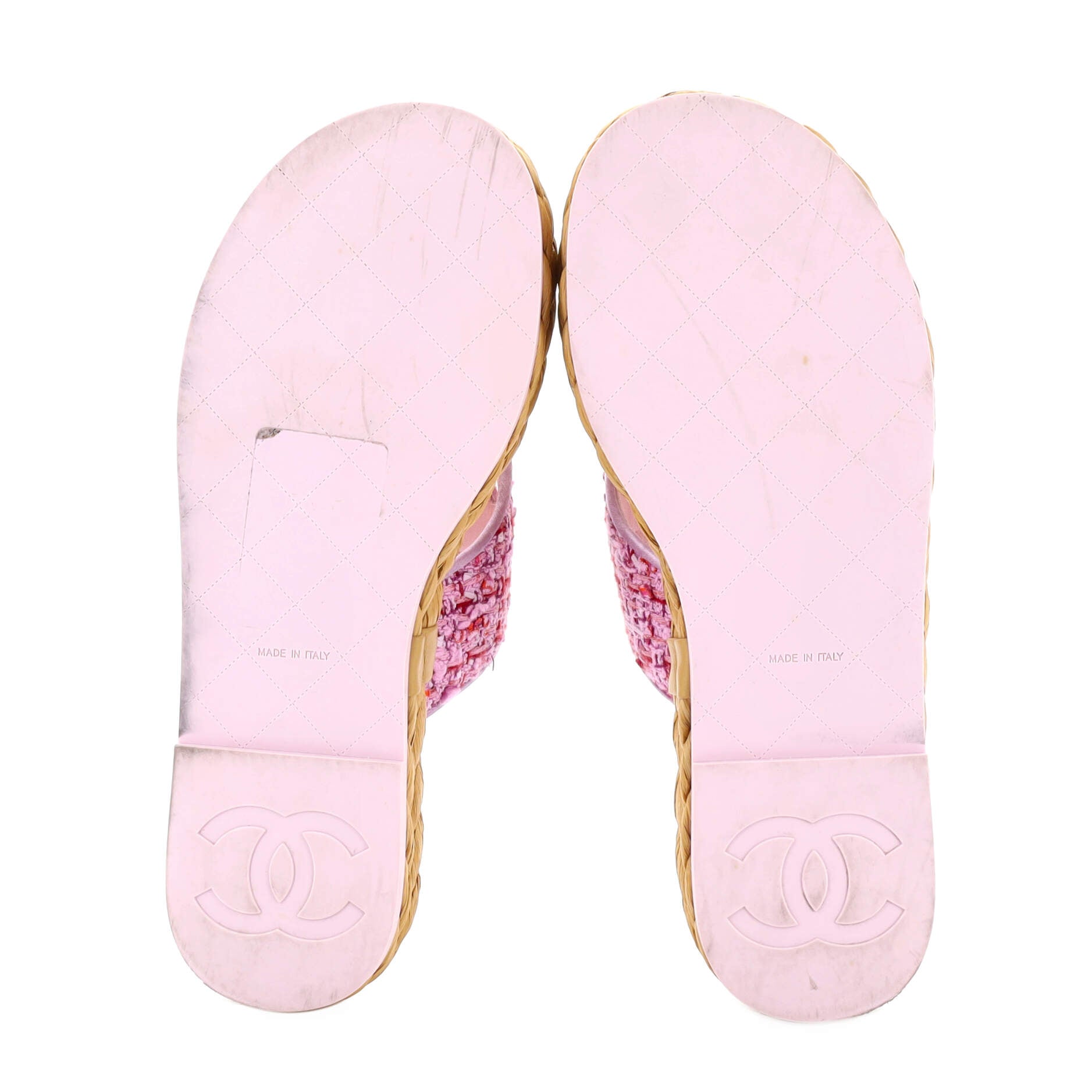 Women's CC Logo Thong Espadrille Sandals Tweed
