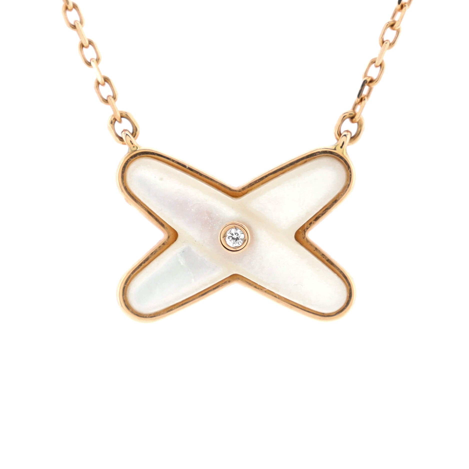 Jeux de Liens Pendant Necklace 18K Rose Gold with Mother of Pearl and Diamond