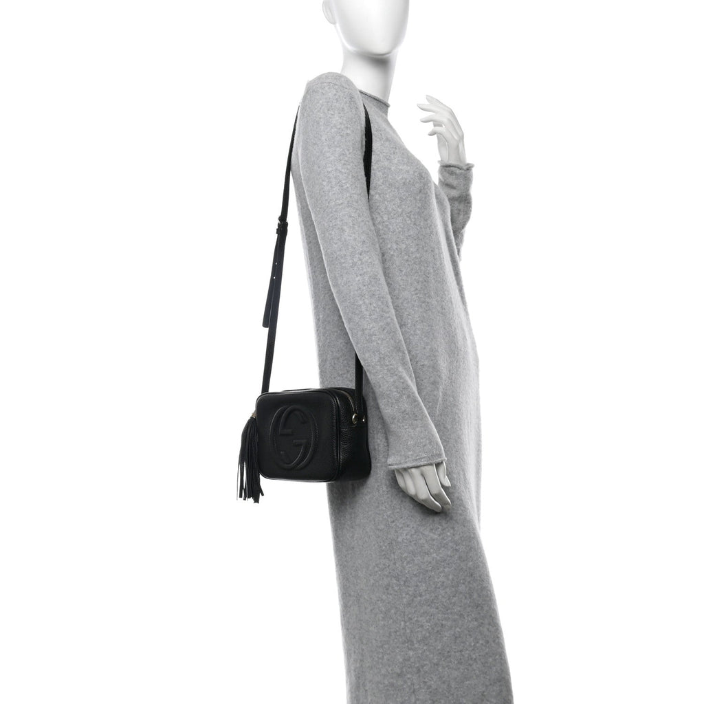 Pebbled Calfskin Small Soho Disco Bag Black