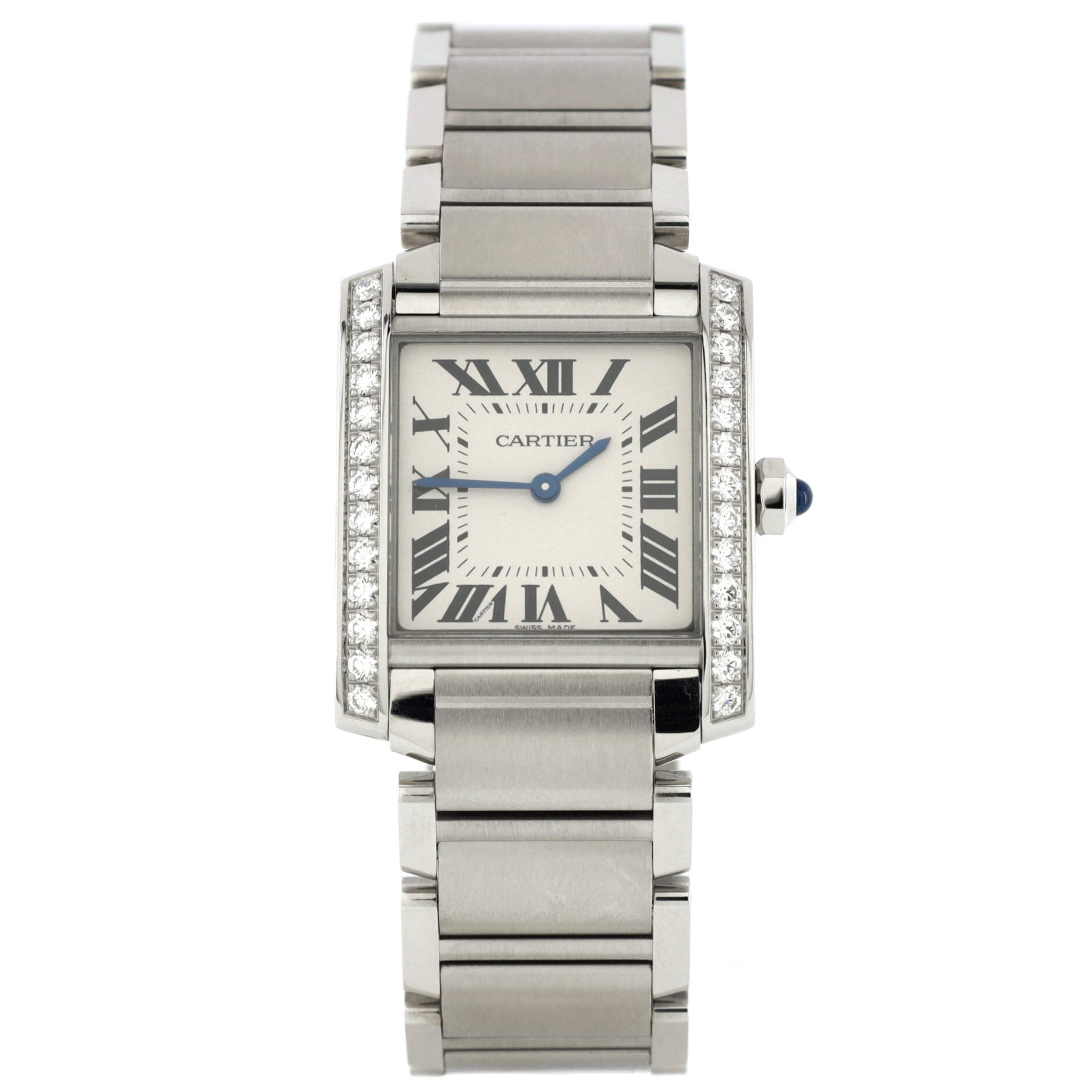 Tank Francaise Quartz Watch Stainless Steel with Diamond Bezel 25